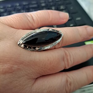 マーキスブラックオニキスリング：925スターリングシルバー、本物の
