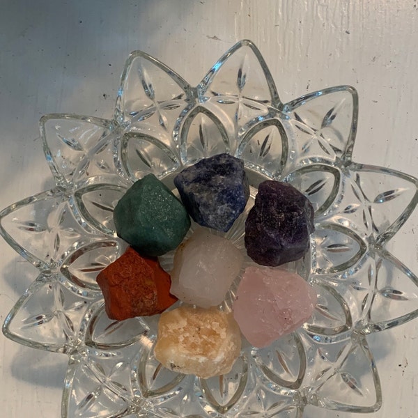 Raw Crystal 7 Chakra Set Seven Piece Chakra Stone Set 7 Seven Chakra ...