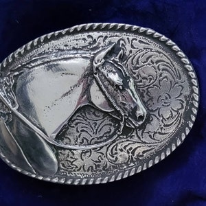 Vintage Antique SSS Hand Engraved Sterling Silver Horse Head
