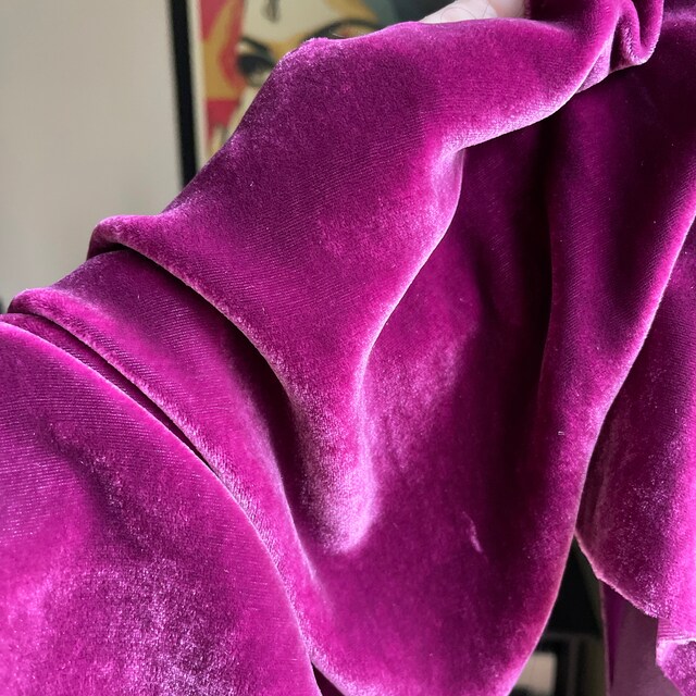 RASPBERRY PINK Hand Dyed Silk Velvet Fabric Ireland