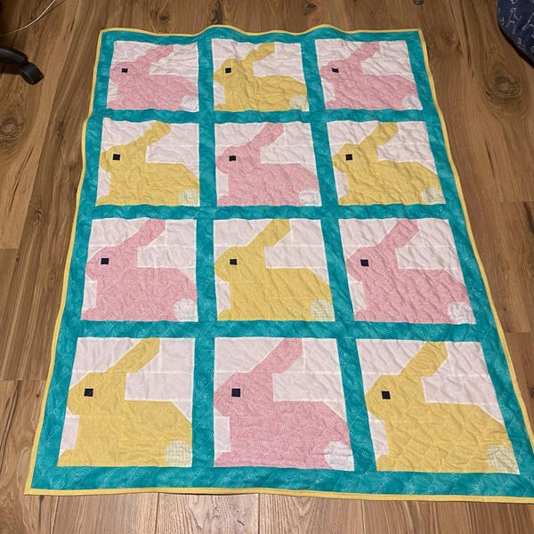 PDF Easter Quilt Pattern - Blue Bunny Quilt Pattern - Etsy