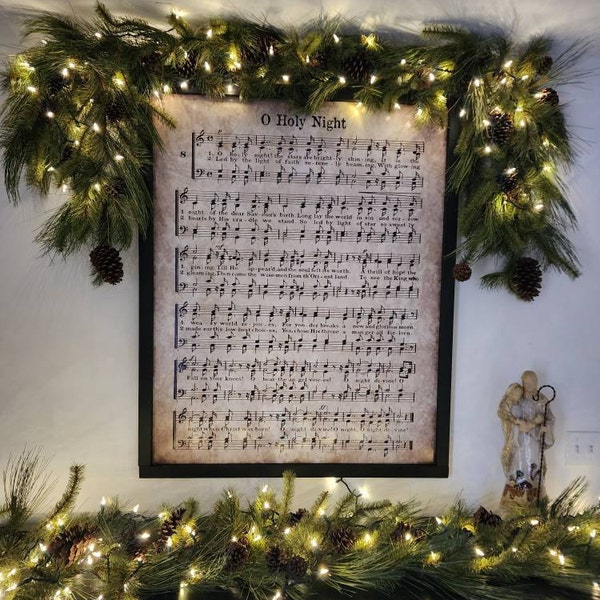 O Holy Night, Printable Christmas Hymn, Vintage Carol, Instant Download, Aged Antique Sheet ...