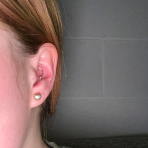 Customer photo, Raw Diamond Stud Earrings in Rose Gold