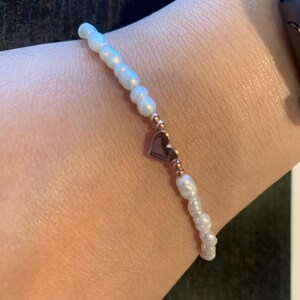 Natural Pearl Bracelet Gold Heart Charm, Freshwater Pearl