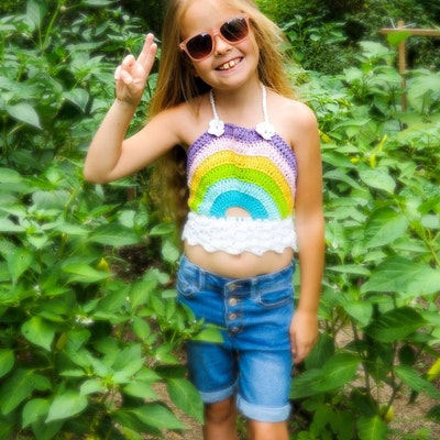 Crochet PATTERN Rainbow Halter Top for Newborn up to 10 Year Old ...