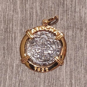 Atocha 14kt vermeil silver coin pendant 1622
