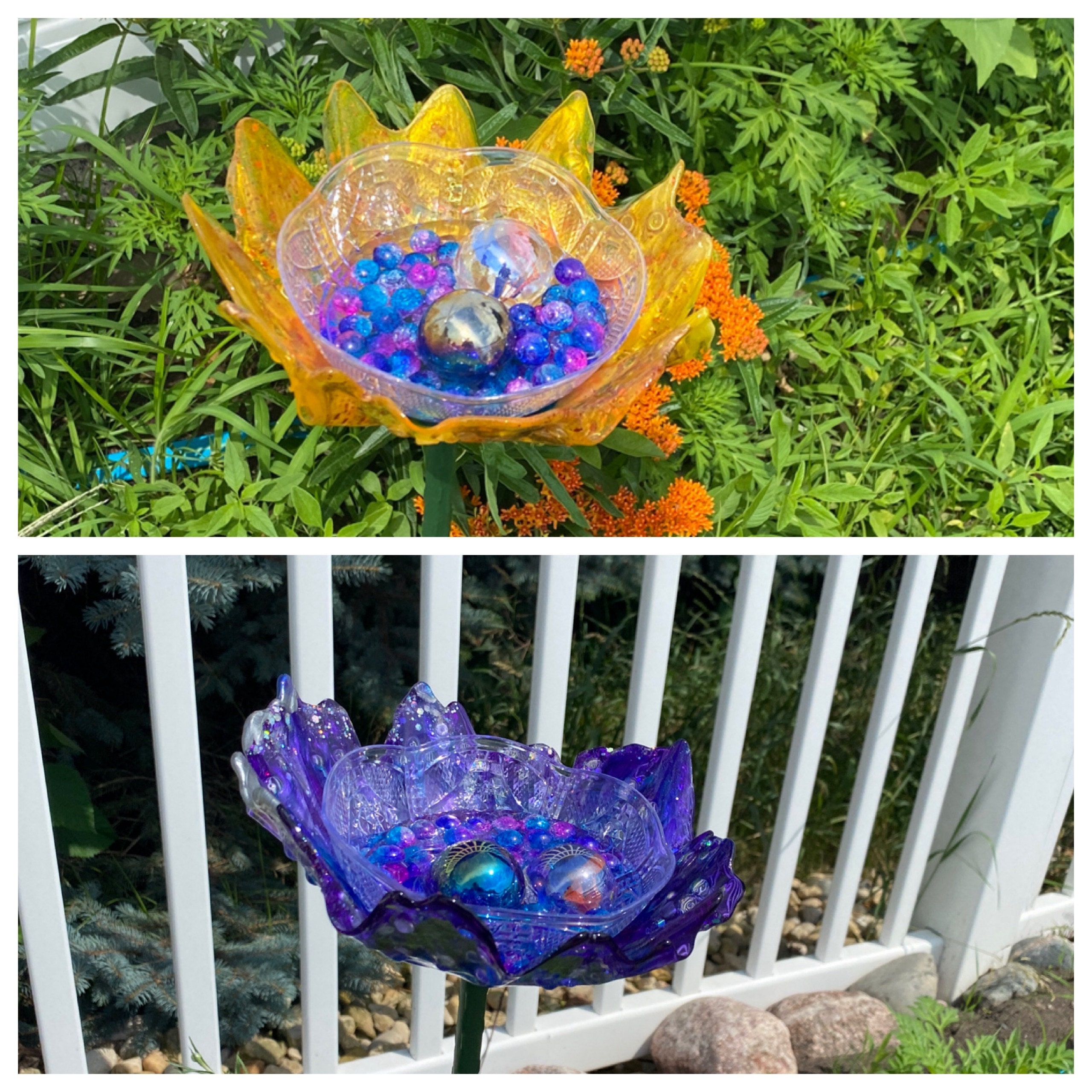 Stunning Organic Resin Flower Bird Feeder and Bee Bath for Garden Pollinators