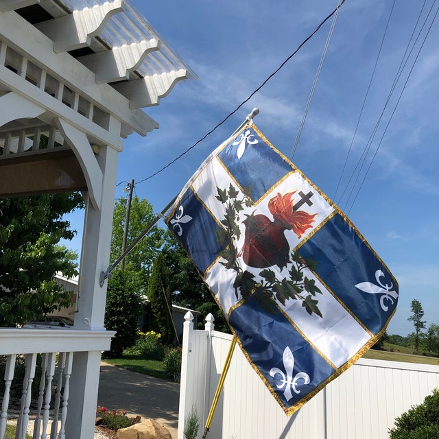 Drapeau De Table Sacré Cœur De Jésus AZ FLAG 21x14cm - Petit Drapeau Catholique Avec Hampe Et Socle