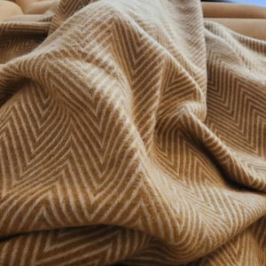 Extra Quality Merino Wool Blanket: Soft, Warm, and Cozy Large Mustard Ochre Yellow Sofa Throw Plaid Blanket - Size 140x200cm/55x79in
