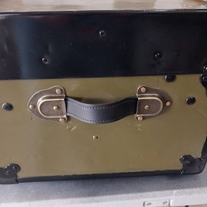 Antique Brass Loop Kit Bowtie Style With Pin, Slotted Leather Trunk