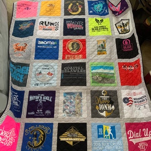 Tshirt Quilt Custom Made With Your T-shirts, T-shirt Blanket, Memory ...