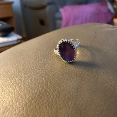 Classic Mood Ring With Antiqued Sterling Silver Floral Band - Etsy