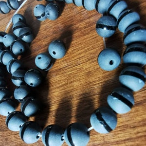 35 Perline Agata Onice Nero Opaco 10mm - Pietre Naturali Per Gioielli