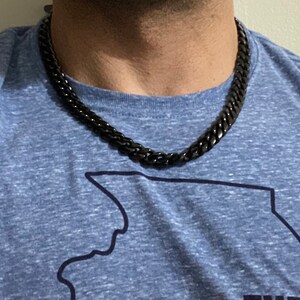 12mm Black Cuban Link Any Length Chain, Thick Cuban Stainless Steel ...