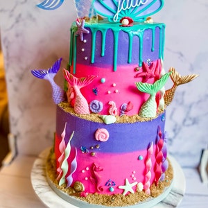 Custom Mermaid Clam Shell Acrylic Cake Topper Birthday Etsy
