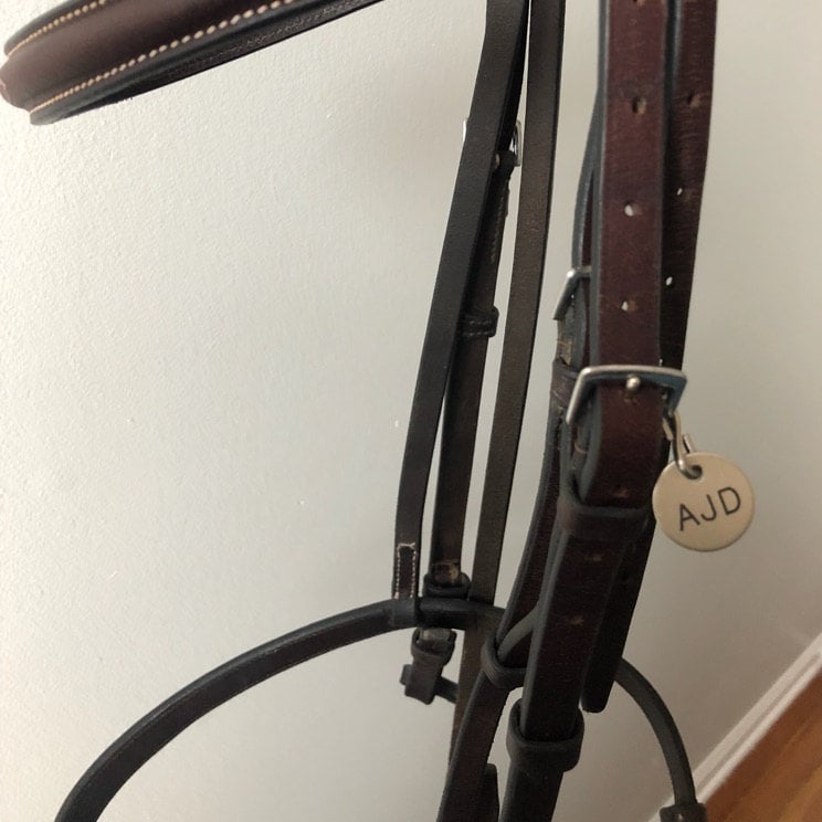 BRIDLE TAG THICK Halter- Small 3/4&quot; Custom Engraved Solid Brass or Nickel Silver