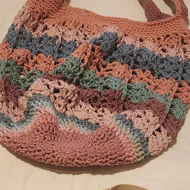 A customer's finished Willow Mesh Market Bag Crochet Pattern + Video Tutorial