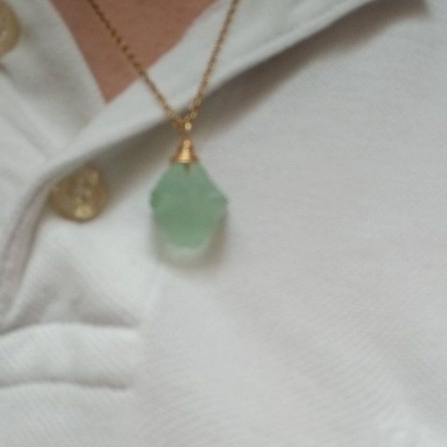 Green Fluorite Bead Mala Necklace With Green Aventurine Phoenix Pendan