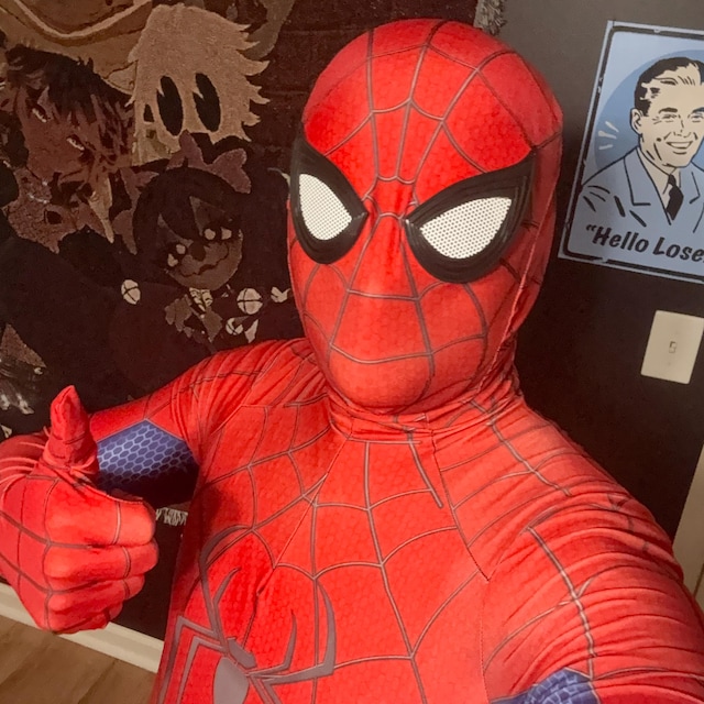 ニューデイ スパイダーマンスーツ 赤と青のコスプレ衣装 取り外し可能