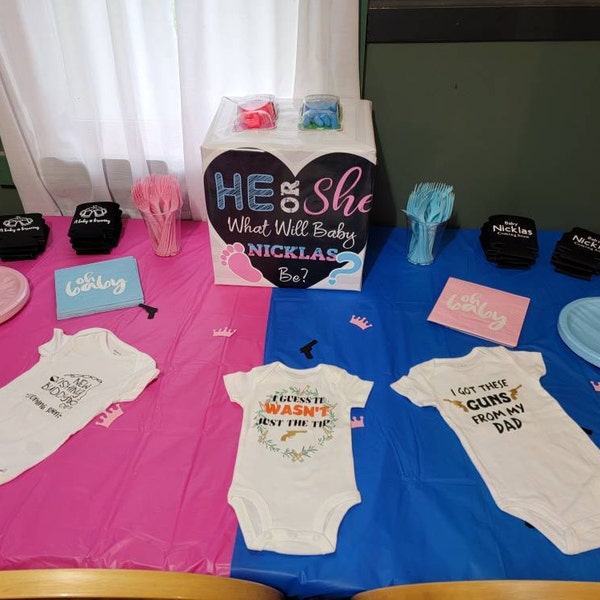 Gender Reveal He or She Balloon Box Decor Stickers, He or She Heart and ...