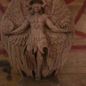 Shemyaza Fallen Angel Statue: Ash Wood Carving - Etsy