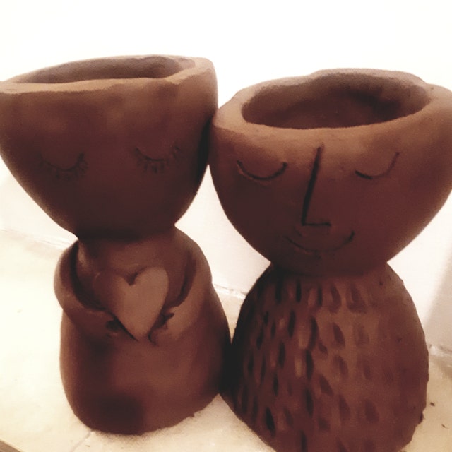 Kit de poterie en argile pour 2 Fabriquez votre propre pot de fleurs à