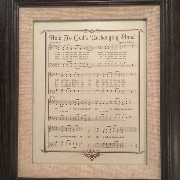 HOLD to GOD'S Unchanging Hand 8x10 Antique Hymn Art Print Natural ...