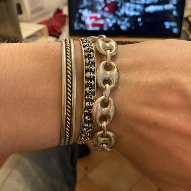 ハンドメイド 925 スターリングシルバー スカルブレスレット