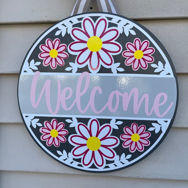 Welcome Flower Pattern Sign, Digital Download, SVG Laser Cut File ...