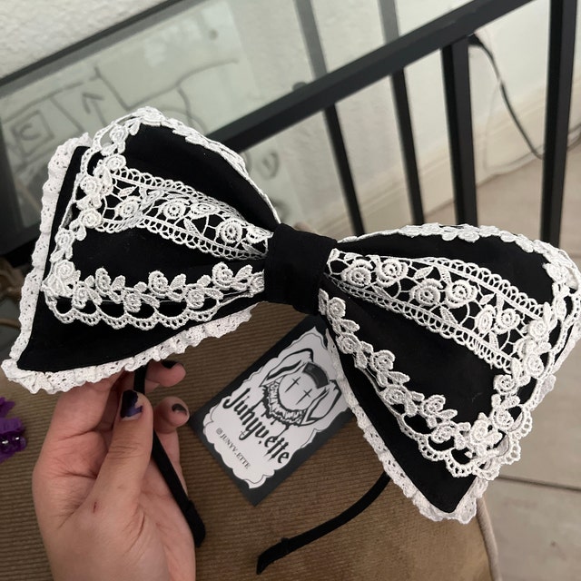Black and White Cross Lace Lolita Headband - Gothic Hair