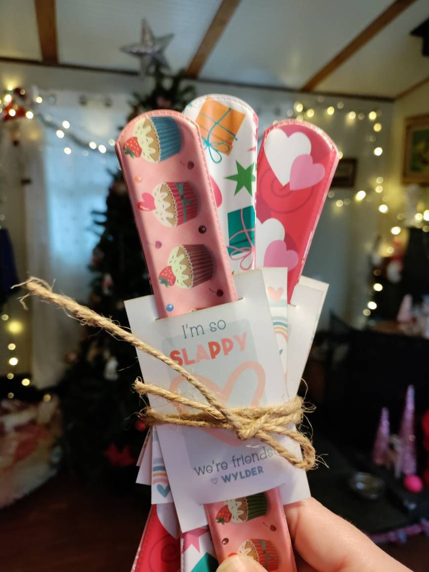 Valentines Day Personalized Slap Bracelet Classroom Gift | Slappy Valentine&#39;s Day Gift For Kids | Non Food Party Favor | Candy Free Kid Toys