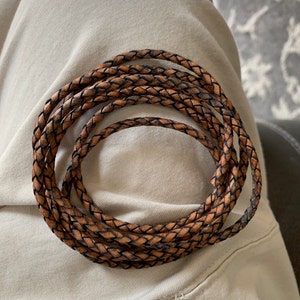 3mm Brown Round Bolo Braided Leather Cord Premium Quality Indian