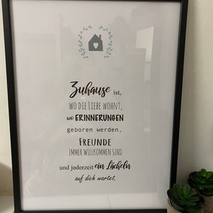 Modernes Bild mit Spruch Familie ist wo die Wäscheberge niemals
