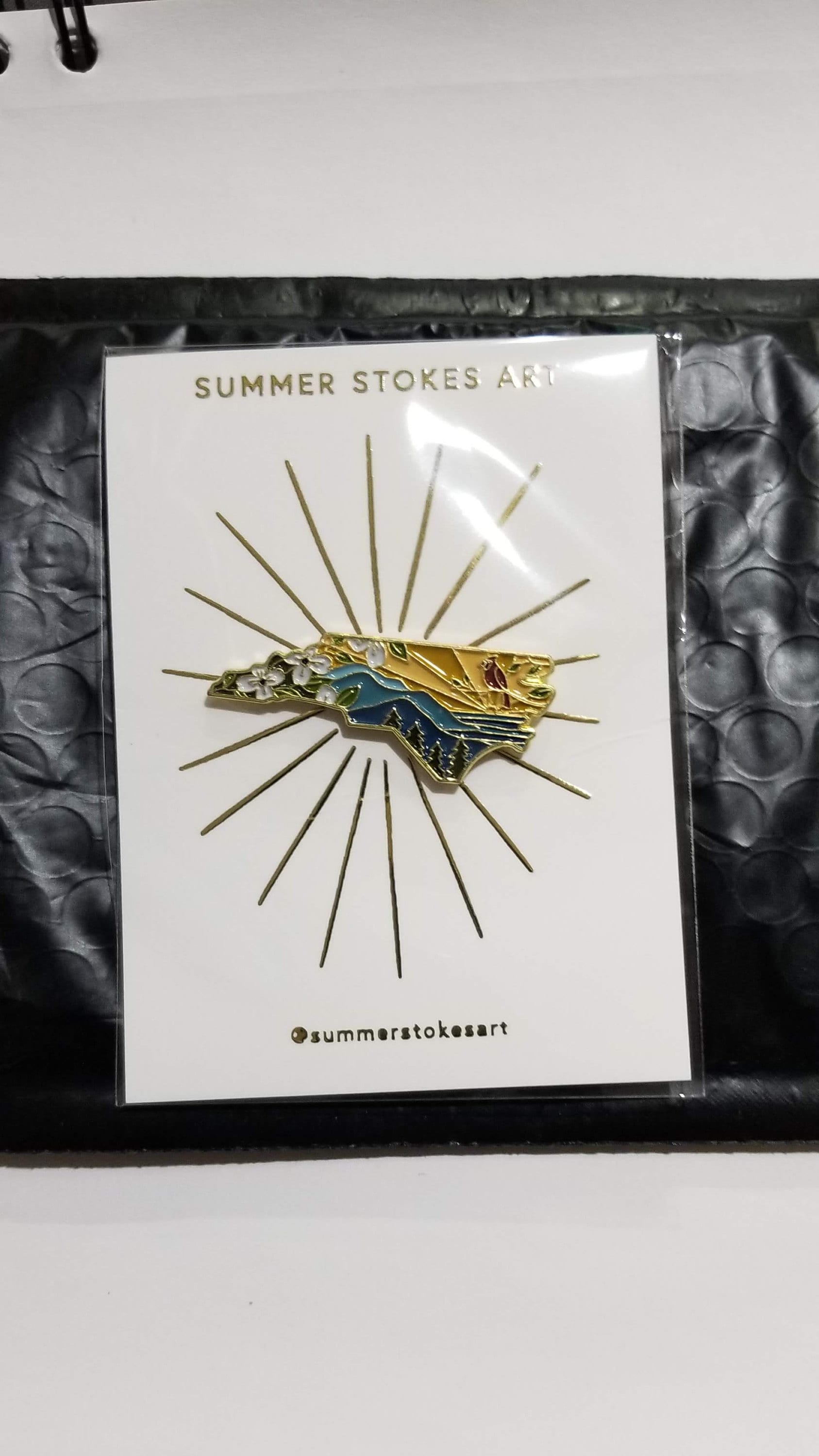 North Carolina Pin | Gold Soft Enamel Pin | Illustrated United State Pin | Butterfly Clasp | 1.25&quot;