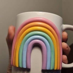 カラフルな 3D コーヒーマグ / 手作りセラミックマグ / レインボーマグ