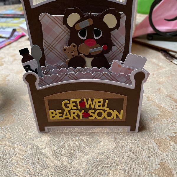 Get Well Bear Card in A Box 3D SVG - Etsy