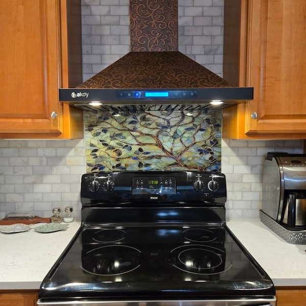 Tempered Glass Backsplash Behind Stove