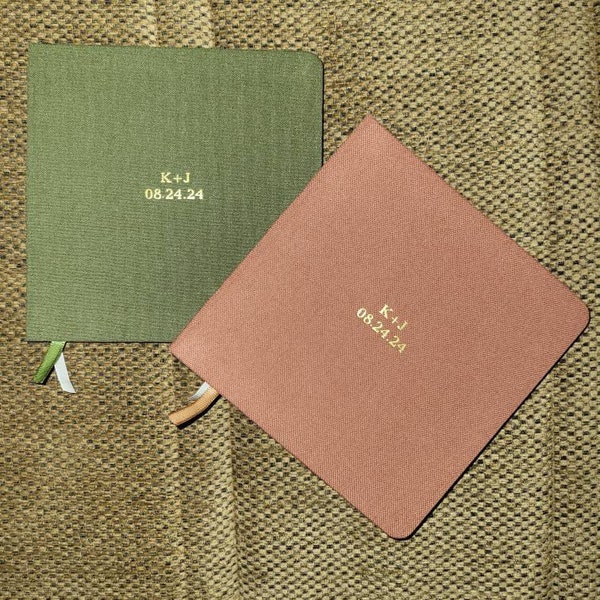 Custom Text Foil Embossed Square Linen Notebooks. Personalized Linen ...