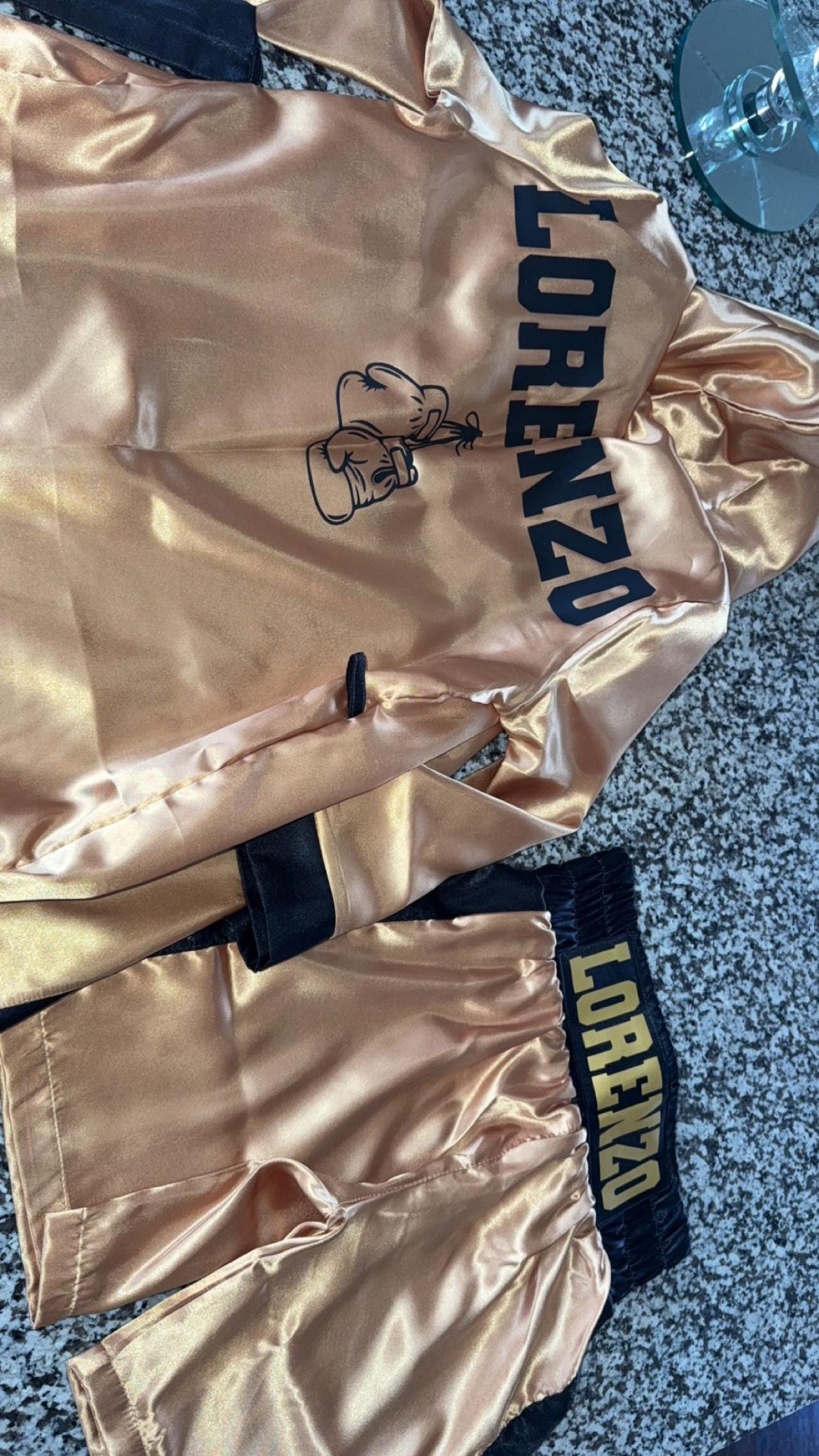 Personalized Boxing Set Robe, Shorts, Wearable Baby Gloves