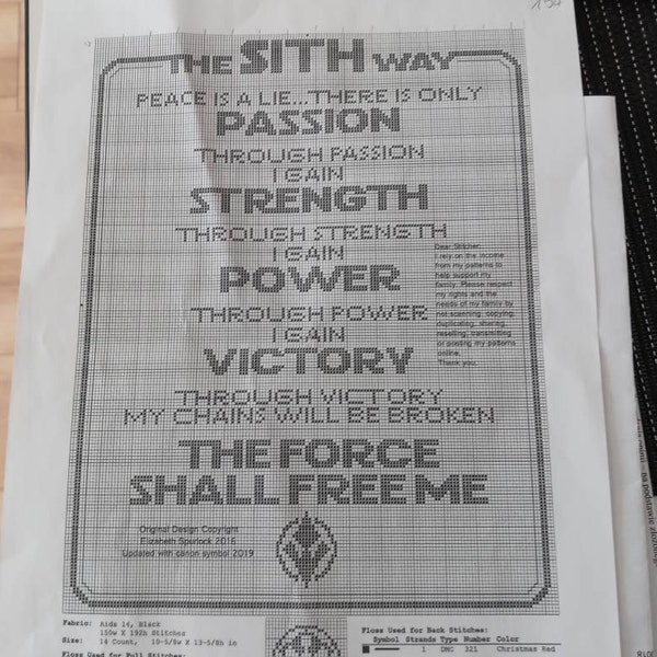 Sith Code Cross Stitch Pattern - Etsy