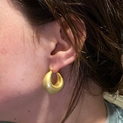 Gold Huggie Earrings with White Opal and Single CZ Drop main image 0