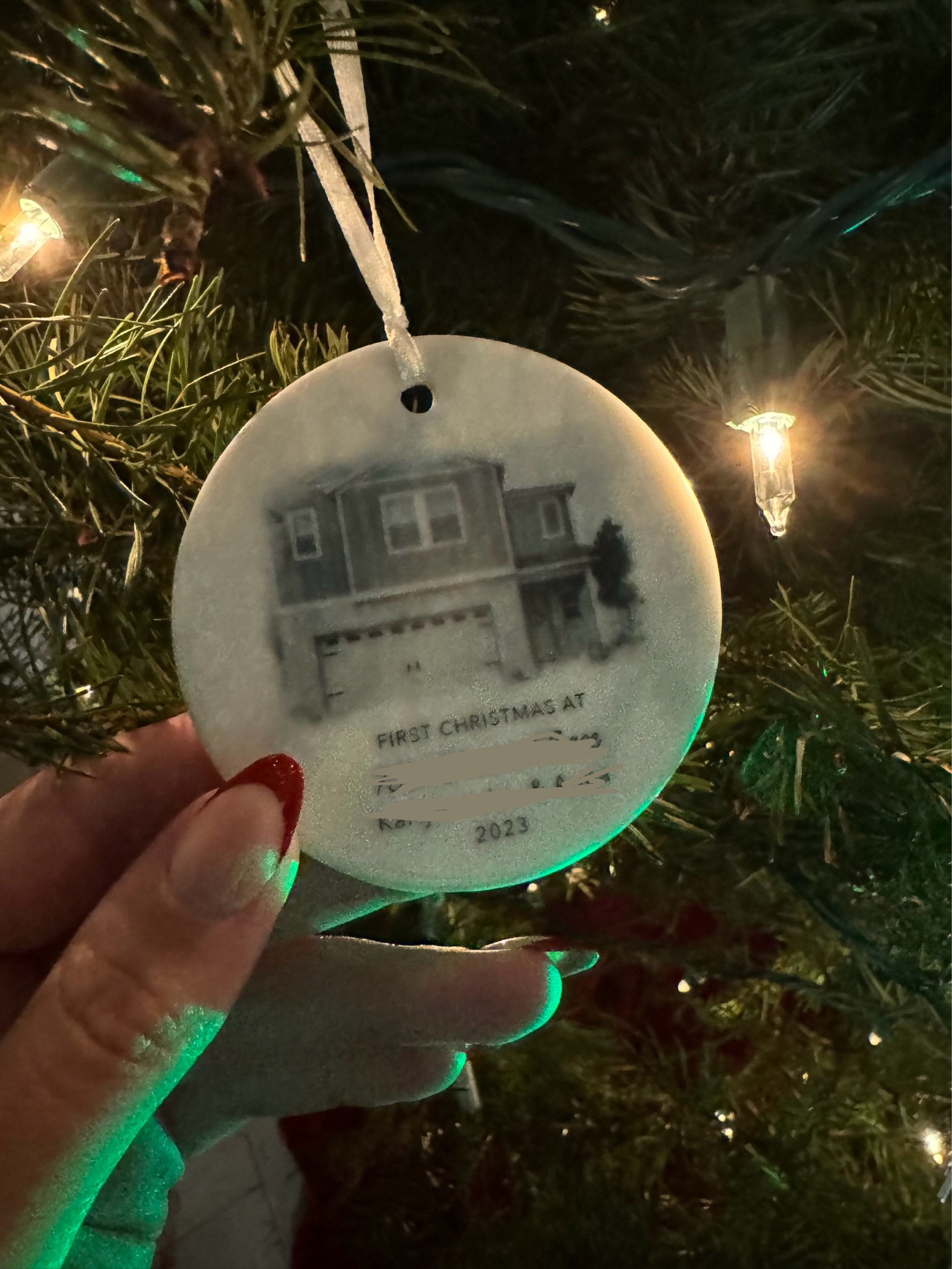 New Home Ornament - Personalized New Home Christmas Ornament - Watercolor Photo Ornament