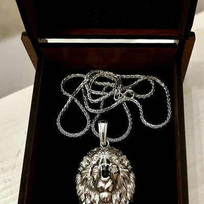Wild Lion Silver Mens Necklace Best Lion Men Necklace - Etsy