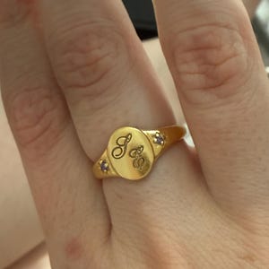 Birthstone Initial Signet Ring by Caitlyn Minimalist • Statement Gemstone Ring with Engraved Letter • Personalized Gift for Her • RM113NIF67
