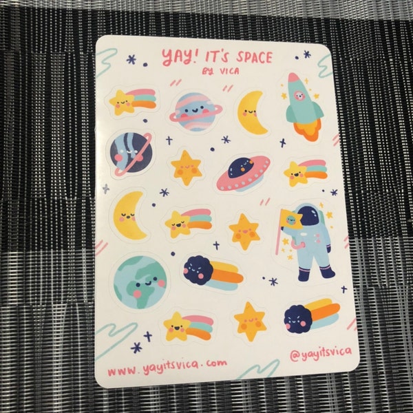 Kawaii Space Sticker Sheet – Cute Planner Journal Stickers - Etsy
