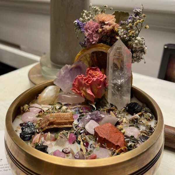 Self Love Intention Candle With Crystals, Herbs & Flowers- Black ...