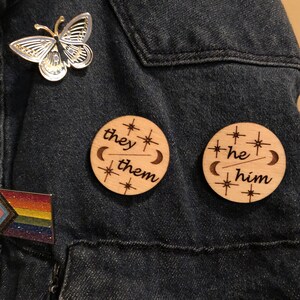 Mini Pronoun Pins Handmade They/them , Ze/zir , She/her , She/they , He ...