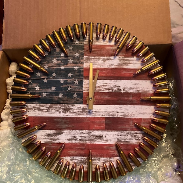Original Patriotic Flag & Bullet Clock. the Ultimate Veteran Gift and ...
