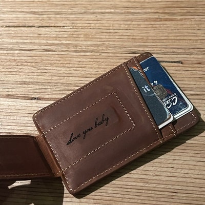 Personalized Leather Magnetic Money Clip the Sanibel by Left - Etsy