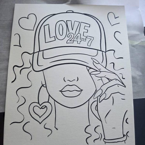 Canvas Printable/ Pre Drawn Outline Canvas/ DIY Canvas/ Party/ Paint ...